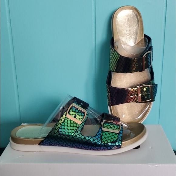 NIB Bamboo Mermaid Pattern Sandal Slide - Picture 2 of 11